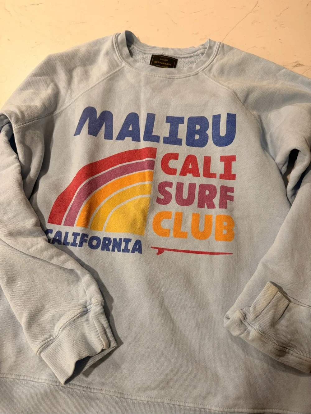 Retrofete Light Blue Malibu Cali Surf Club Graphic Sweatshirt